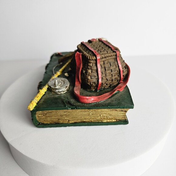 Vtg Fishing Desk Set Figurines with Tackle and Creel Small Resin Bookend - Picture 13 of 16